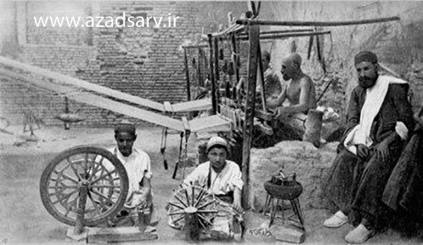 کارگاه پارچه‌بافی در زمان قاجار