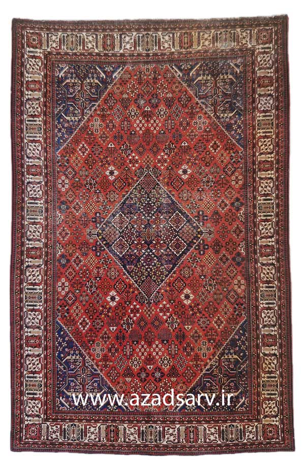 Figure 27. Rugs from the town of Joshaqan in central Iran have maintained the same design - with variations - for well  over a century. Some of them show a fine enough  weave to be classified among the city rugs. azadsarv carpet فرش دستباف آزادسرو