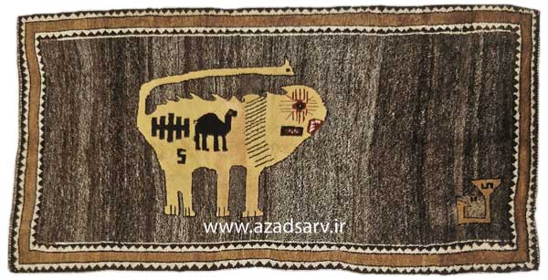 Figure 30. Gabbeh rug, all wool, with crudely drawn animal figures. While these are now commercial items, they were formerly woven for local use Although this is almost certainly Qashqa' i work, gabbehs are difficult to assign to a specific tribal groupazadsarv carpet فرش دستباف آزادسرو