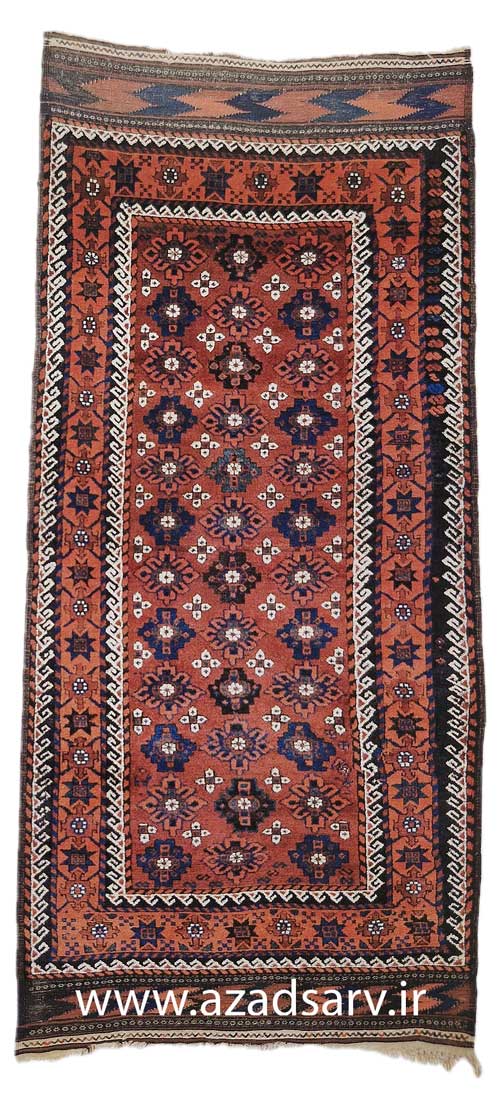 Figure 39. Baluchi rugs from the area south and east of Mashhad are among the most finely woven of the type, and often show adaptations of such classic Persian designs as the herati and mina khani. azadsarv carpet فرش دستباف آزادسرو