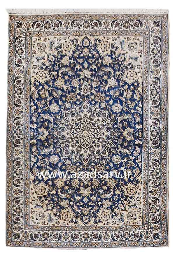 Figure 6. Mid-twentieth century rug from Nain with the design elements outlined in ivory silk and unusually fine asymmetrical knotting. Although Nain designs are based around Safavid motifs the history of carpet weaving in this city extends back little more than half a century.azadsarv آزادسرو