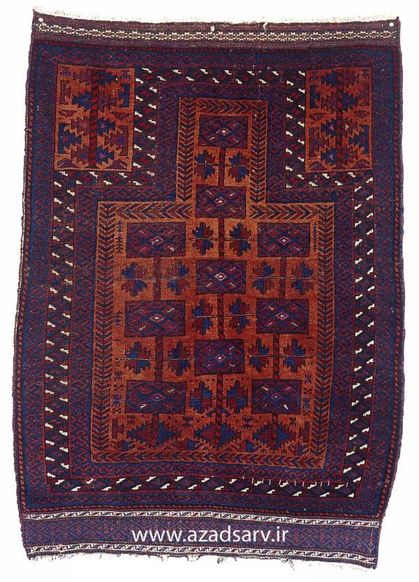 Baluch prayer rug, Khorasan قالیچه‌ی محرابی بلوچ